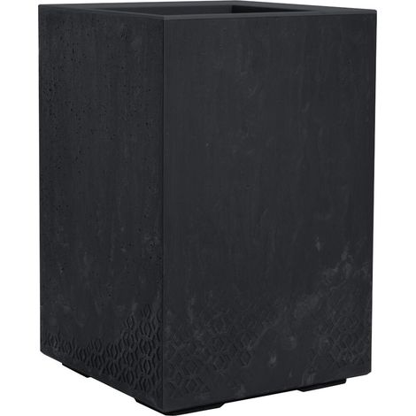 Pflanzkasten FARO STONE schwarz Betonoptik, 40 x 40 x 60 cm Kunststoff (1/4)