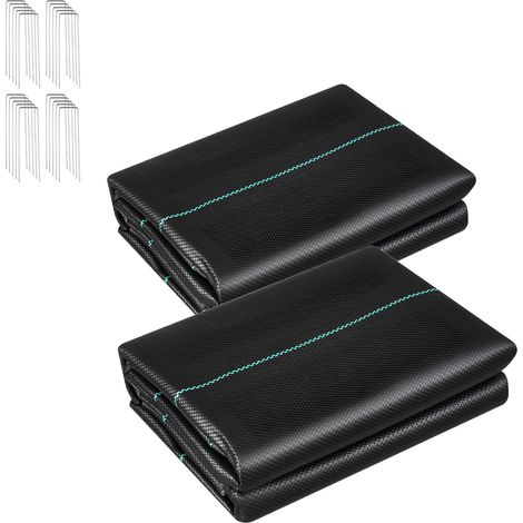 Mophorn Malla para Control de Maleza 0,9 x 15,2m, 90 g/m², Paquete de 2, Tela Geotextil de Polipropileno Tejido de Alta Densidad para Caminos de Grava, Espacios Exteriores, Drenaje y Ventilación (1/5)