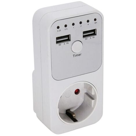 Prise de courant multifonctionnelle à compte à rebours intelligente avec 2 ports USB Interrupteur de contrôle du temps pour appareils électriques domestiques--Trimec