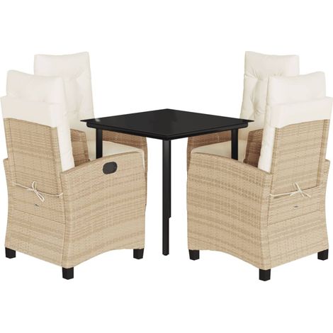 Maison Exclusive - 5-tlg. Garten-Essgruppe mit Kissen Beige Poly