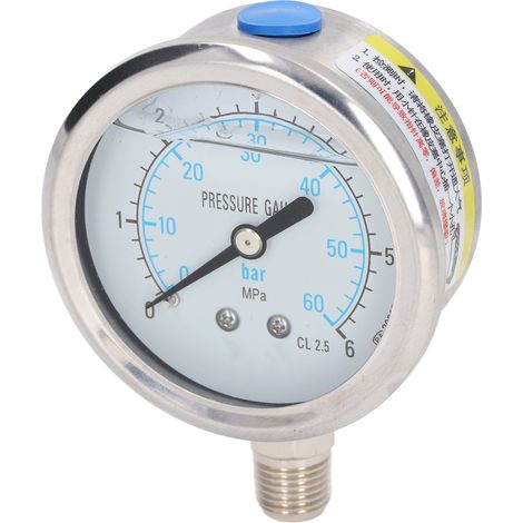 Manomètre à huile en acier inoxydable résistant aux vibrations, raccord inférieur 1/4 po NPT, pression 0-6 MPa (1/5)