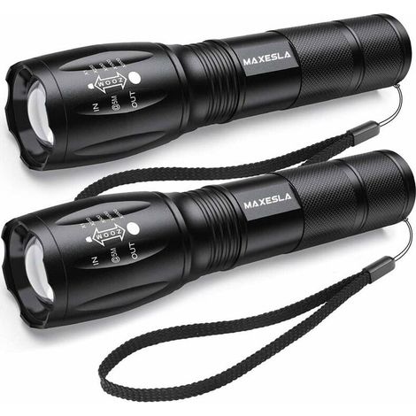 Extrem leistungsstarke LED-Taschenlampe – 2000 Lumen, IP65 wasserdicht, zoombar, 5 Leuchtmodi (2er-Pack) (1/5)