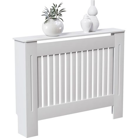 Chelsea Radiator Cover MDF Modern Cabinet Slatted Grill, White, Medium (1/5)