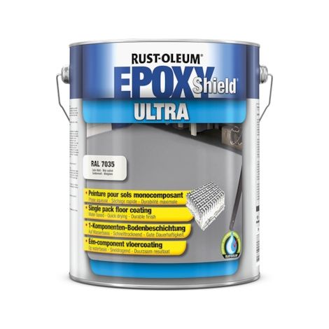Peinture pour sol EPOXYSHIELD ULTRA - gris clair - satiné - 5 L - RUST-OLEUM