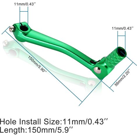 CNC machined aluminum folding gear shift lever for four-stroke 50-125cc off-road motorcycles - reinforced aluminum green gear shift lever (1/4)