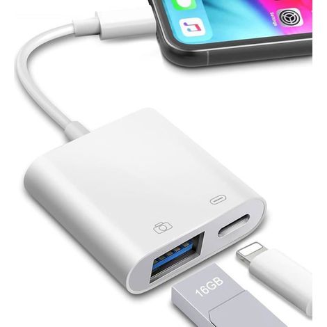 Adaptateur Lightning Vers Usb 3.0 Avec Port De Charge Rapide, Adaptateur Usb Iphone Ipad, Caméra Otg Adaptateur Pour Flash Drive (1/5)