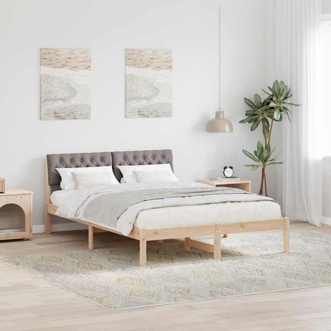 Bettgestell Braun und Taupe 160 x 200 cm Massivholz Kiefer