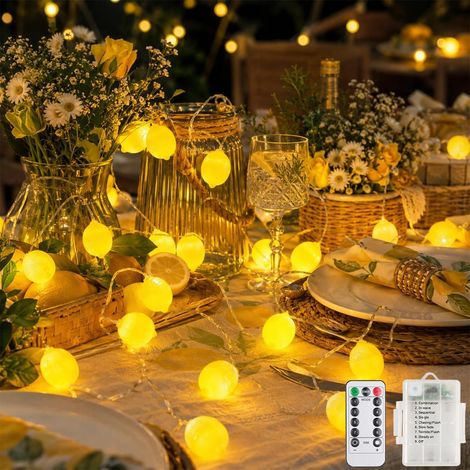 Guirlande lumineuse citron - 1,5 m - 10 LED - Citron vert - Lumière décorative pour terrasse, salon, bar, fête, mariage, jardin, décoration de Noël, intérieur et extérieur (1/5)