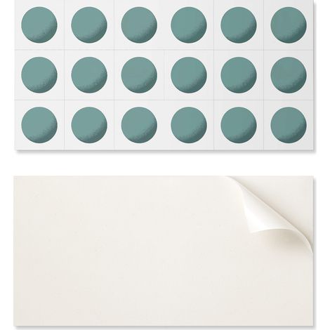 Panel de vinilo autoadhesivo para cocina de 120x60 cm con c铆rculos geom茅tricos en cuadr铆cula.