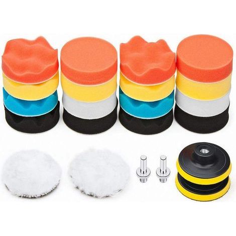 22-teiliges 80-mm-Polierpad, Polierschwamm, Polierset mit M10-Bohrer, Wollpolierpad zum Polieren, Schleifen und Wachsen von Autos
