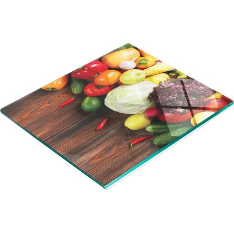 Tablero decorativo multifuncional de vidrio templado para verduras y madera, 60x52 cm.