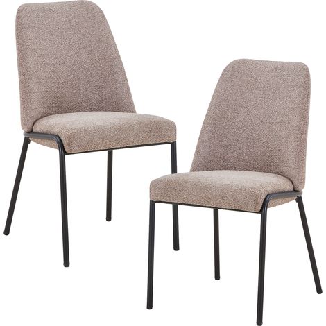 JADHA Lot de 2 chaises en tissu bouclette taupe pieds en métal noir (1/5)