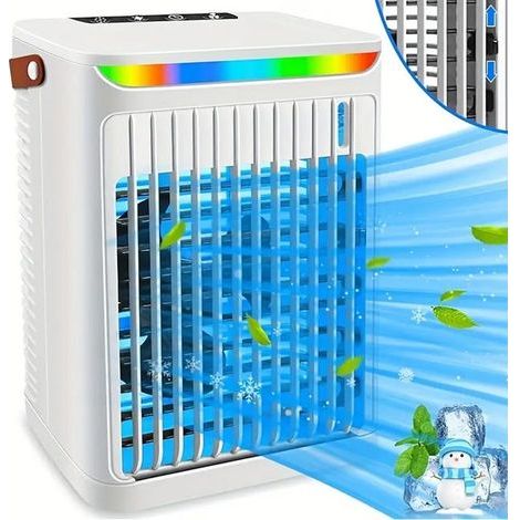 Mini-Klimaanlage, tragbarer Ventilator, Luftkühler, 5 Geschwindigkeitsstufen, mit 680-ml-Wassertank (1/5)