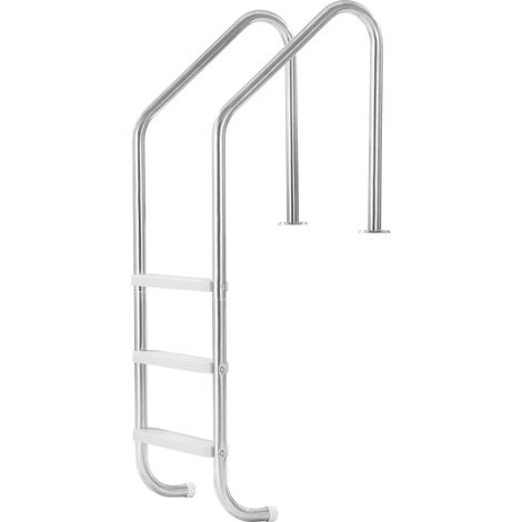 VEVOR Echelle de Piscine Enterree 87,5 cm Echelle de Piscine Acier Inoxydable avec 3 Marches PP pour Piscines Interieur Exterieur, Charge 120 kg, avec Double Rampe, Marches Larges et Antiderapantes (1/5)