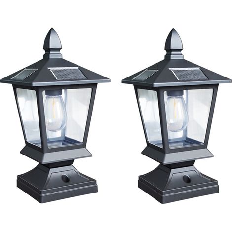 Lampe solaire de jardin, borne lumineuse pour villa, clôture, éclairage paysager extérieur étanche, lot de 2