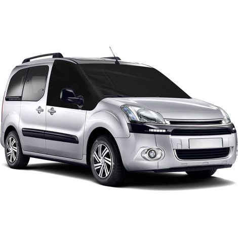 Housse de Pare-Brise Compatible avec Citroen Berlingo 2008-2018, 600D Luxe Pare-Soleil pour Fenêtre Avant, 100% Occultant, Bloque Les Rayons UV, Résistant aux Intempéries,2008-2018 Noir Externe (1/5)