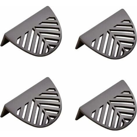 Set of 4 Leaf Shaped Gold Brass Furniture Handles - Black for Brass Kitchen Furniture (1/4)