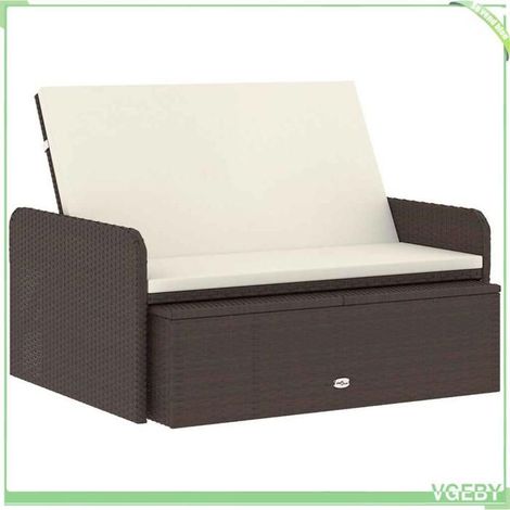 Salon de jardin - FAFEICY - 46079 - Résine tressée marron - Coussins amovibles - Fonction de stockage (1/5)
