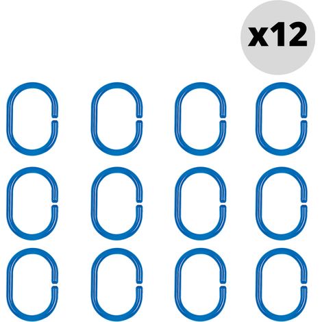 Lot de 12 anneaux pour rideaux de douche C-MINOR Bleu Ciel Spirella (1/4)