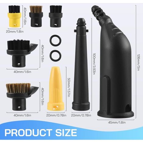Pour Nettoyeur Vapeur Karcher Sc1 Sc2 Sc3 Sc4 Sc5,Y Compris Buse Courbée Allongée,Brosse Ronde,Buse Pour Crevasses,Joint,Buse Allongée,Buse Courbée,Accessoires De Rechange Pour Karcher-10pcs