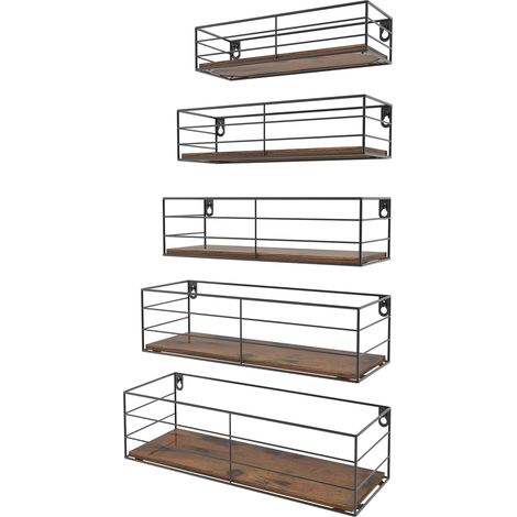 41CM Étagère Murale Marron Lot de 5, Étagères Flottante Bois pour La Chambre, La Cuisine et La Salle de Bain (1/5)