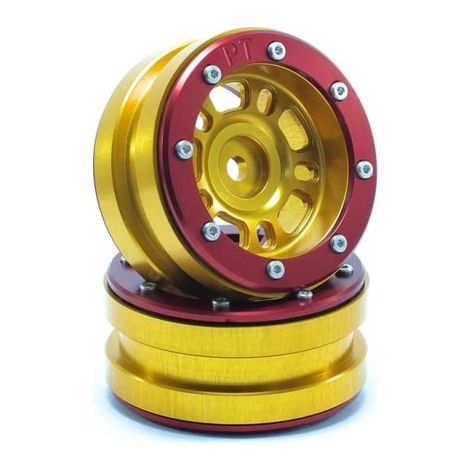 Beadlock Wheels PT- Distractor Gold/Red 1.9
