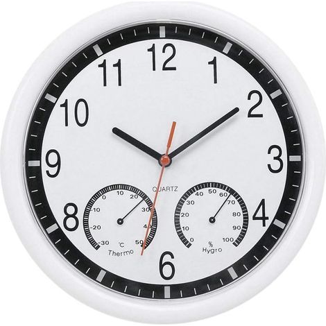 Quartz Stone Silent Wall Clock Accurate Thermometer Humidity Patio Indoor Outdoor Pool (1/5)