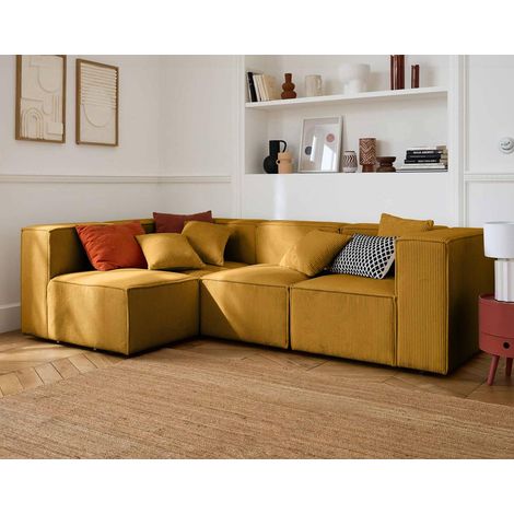 Arty - modulares ecksofa links 5-sitzer - cord - gelb