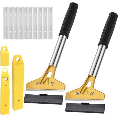 2 Pièces Grattoir Vitre avec 20 Lames, Grattoir Peinture avec Long Manche, Lames en Acier Au Carbone 155mm, pour Carrelage, Papier Peint, Colle, Miroir, La Table de Cuisson (1/5)
