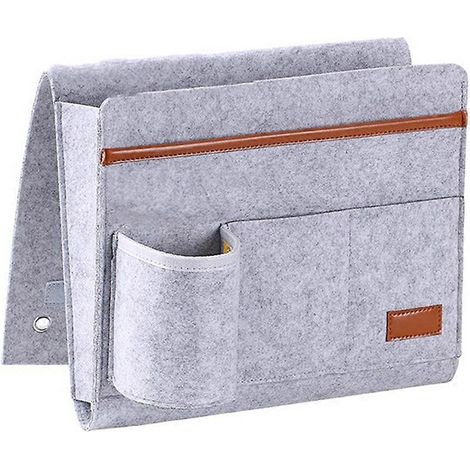 Organisateur de rangement en feutre pour accoudoir de canapé, support pratique pour canapé, lit et fauteuil.-31X28cm-Light Grey (1/4)