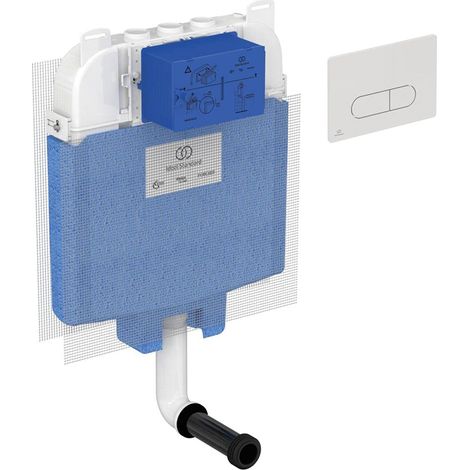 Ideal Standard T4931AC Prosys 80 cassetta di risciacquo ad incasso per WC a terra + placca meccanica Oleas M1 Bianca (1/4)