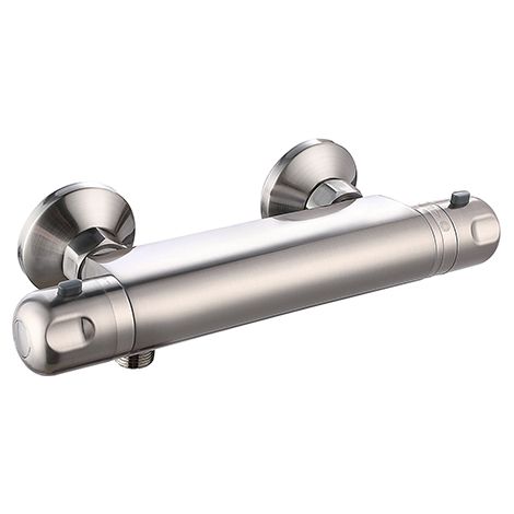 Edouard Rousseau – Mitigeur Thermostatique Douche VOLGA Inox – Cartouche Thermostatique – Bouton Éco-Stop – Sécurité Anti-Brûlure – Entraxe 150 mm