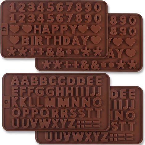 Set mit 4 Silikonformen in Form von Buchstaben und Zahlen für b (1/5)
