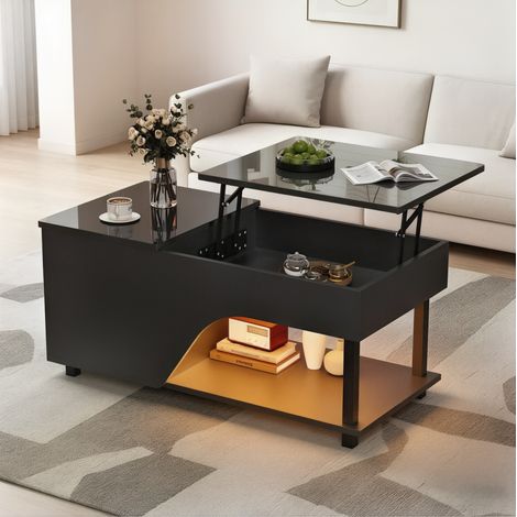 Mesa centro elevable con almacenaje LED 100 cm OKMYHOME (1/5)