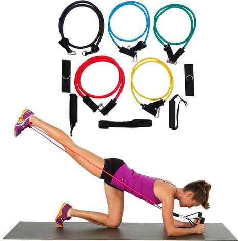 Conjunto de entrenamiento y rehabilitación de bandas elásticas y tirantes