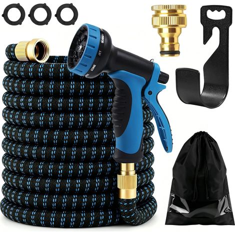 30m/22.5m/15m Expandable Garden Hose with 10 Function Watering Lance Hose with 1/2" and 3/4" Metal Fittings for Garden (30m) (1/5)