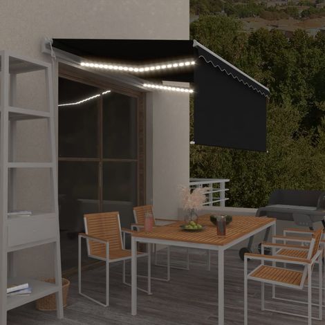 Auvent automatique capteur de vent et LED - Auvent de jardin Soleil imperméable 3x2,5 m Anthracite BV339085 - BonneVie (1/5)
