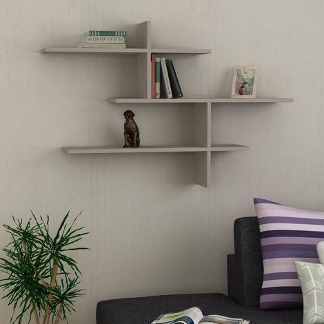 Decortie Leo Modern Floating Shelf  80.5cm Tall - Mocha Grey