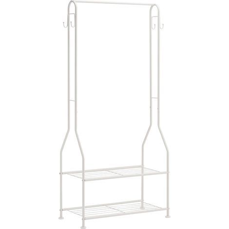 Kleiderschrank mit 2 Einlegeböden, Metallrahmen, Kleiderstange, Schuhaufbewahrung, Schlafzimmer (1/5)