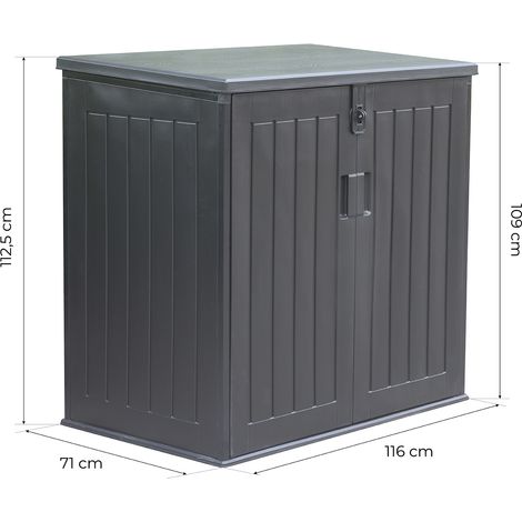 Gardiun – Coffre de jardin en résine 775 L – Dimensions 116x71x109/112,5 cm – Fermeture amortisseur à gaz – Protection UV