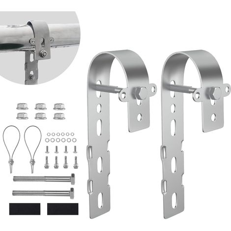 Lot de 2 supports de panneau solaire pour balcon - En acier inoxydable - Pour balcon - Convient pour les balcons ronds et rectangulaires - Fixation solaire pour balcon - Supports P-V (1/5)