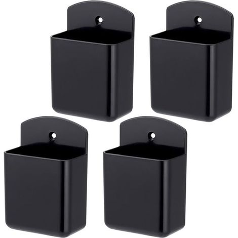 4 Pièces Boîtes de Rangement Autocollantes, supports de télécommande autocollant, support mural de télécommande pour contrôleur, boîte organisatrice porte-stylo noir pour brosse, stylos (1/4)