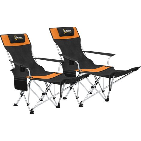 Campingstuhl mit Fußstütze, 600D Oxford-Stoff, 2er Set