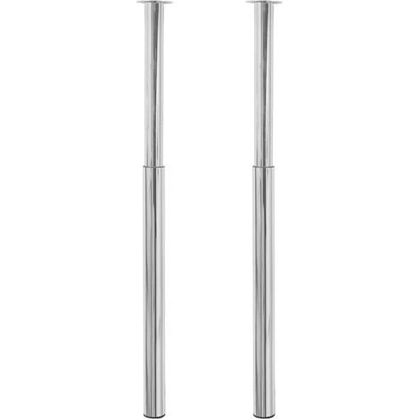 2 pieds de support télescopiques chromés pour table, longueur 710 mm à 1100 mm. (1/5)