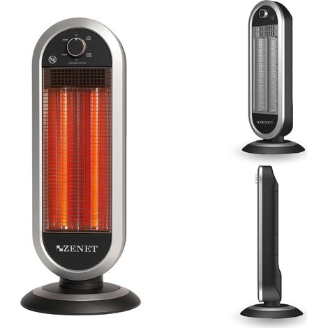 Zenet ZET-515 Infrarot Heizstrahler Carbon 500/1000W – Elektrischer Standheizer mit 2 Heizstufen, 180° Drehfunktion, leise & energiesparend (1/5)