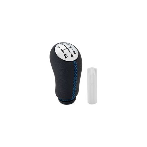 Pomo de palanca de cambios de cuero de 5 velocidades compatible con Renault Clio III 2005-2009 (azul) (1/3)