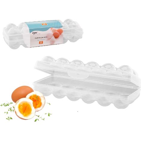 Contenitore riutilizzabile in plastica trasparente per 12 uova con coperchio bloccabile (1/4)