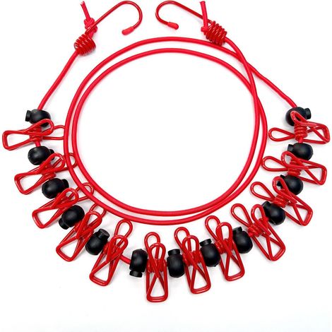 Elastische Wäscheleine für Camping und Reisen, ideal für Balkone und Gärten (rot, 1 Stück) (1/5)