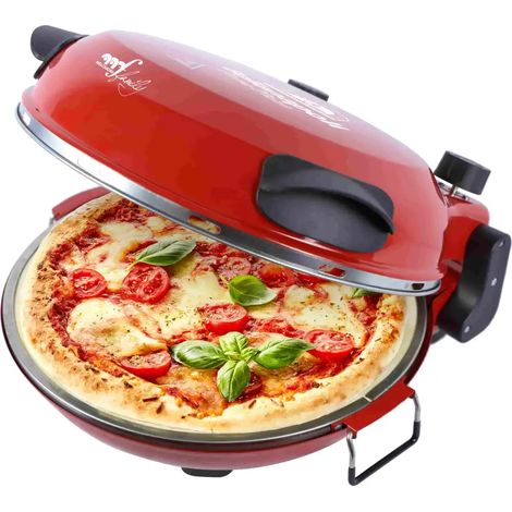Melchioni Family Forno Pizza Elettrico in 5 Minuti, BELLANAPOLI, Piatto in Pietra Refrattaria Removibile, Doppio Termostato, 1200W, Diametro 31cm, Temperatura fino 380°, Timer (1/5)