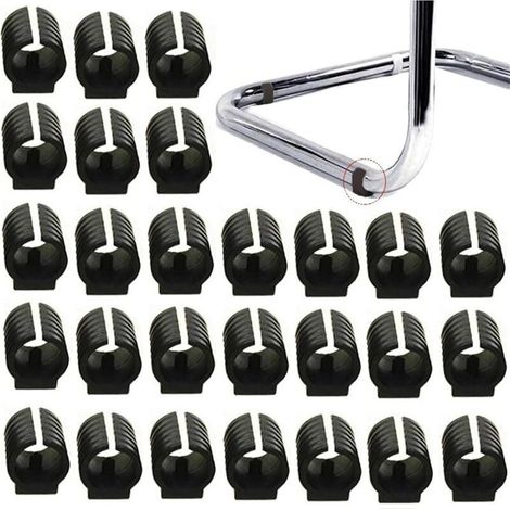 32pcs Patin Pied Chaise Tube Embout Tampon Capuchon Bouchon Protection Plancher Meuble Forme U en Plastique Chaise Casquettes,Chaise Jambe Caps Silicone Tube Pince (25mm,Noir) (1/5)